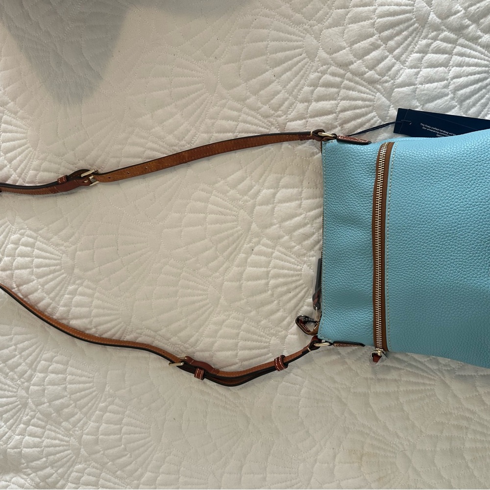Dooney & Bourke Light Blue Crossbody with Brown Trim - Picture 5 of 6